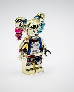 MEOW Chrome Gold Plated Harley Quinn Minifigure DC Comics Superhero New!!
