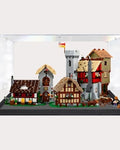 Acrylic Display Case For Medieval Town Square 10332 Brick Model - Transparent Dust Guard Wood Base 50X40X30 Cm