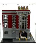 Acrylic Display Case Fits LEGO 75827, Ghostbusters Firehouse Headquarters - Open - with UV Printed Background - Set Not Inclu