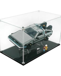 Acrylic Display Case Fits MEOW 10300, Back to the Future Time Machine with UV-Printed Background - Set Not Included