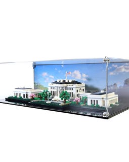 Acrylic Display Case Fits LEGO 21054, Architecture The White House with UV-Printed Background - Set Not Included