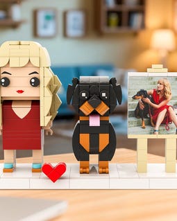 Custom Brick Figure & Dog Frame: Personalised Pet Lover Gift