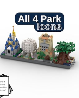 Disney World Icons Building Block Kit Cinderella Castle, Spaceship Earth