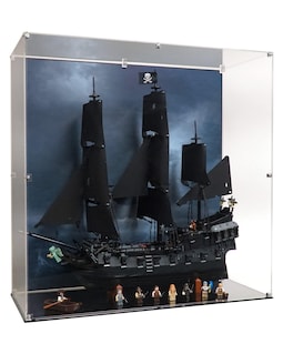 Acrylic Display Case Fits MEOW 10365, Captain Jack Sparrow's Pirate Ship with UV-Printed Background - Set Not Included
