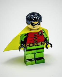 MEOW Chrome Plated Red Green Robin Minifigure Batman DC Comics New!!