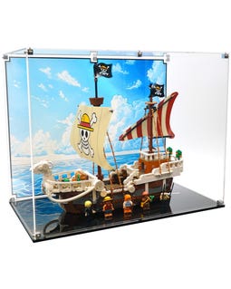 Acrylic Display Case Fits LEGO 75639, One Piece The Going Merry Pirate Ship with UV-Printed Background - Set Not Included