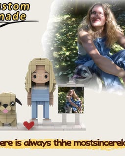 Custom Made Brick Figure Pet Portrait Personalized MEOW Style Mini Figure Set Custom Couple & Dog Figurine Gift Unique Handma