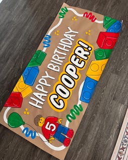 Custom Hand-Painted MEOW Birthday Party Banner