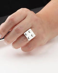 925 Sterling Silver 2x2 Building Block Ring – Compatible Bricks, Creative Design