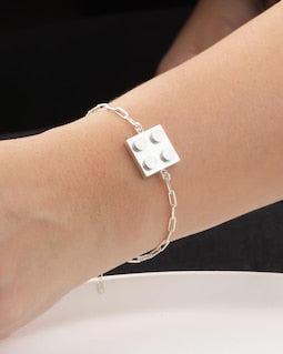 Sterling Silver 1x4 Block Bracelet – Creative Building Brick Design