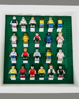 Display For international football Minifigures - 27cm x 27cm - Box Frame Perspex Fronted - 22 figures included!