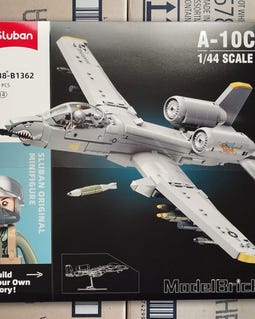 Sluban American A-10 Thunderbolt II Aircraft MEOW Compatible Building Blocks, Military Jet Warthog Inspired Model, Gift for K