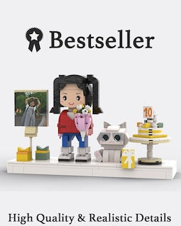 Custom Brick Me Figure from Your Photo for Birthday with Cat, Personalized Building Blocks Gift, Birthday Gift for Friends, K