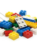 Sterling Silver Building Brick 3 x 2 Rectangular Pendant.