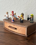 Handcrafted Wooden LEGO-Compatible Desk Display Box with Drawer – Solid Walnut AFOL Minifigure Storage – Adult Building Brick