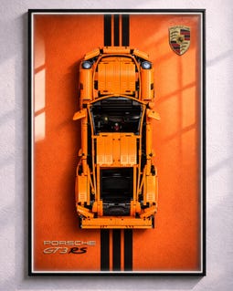 LED Wall Display Frame for LEGO® Technic Porsche 911 GT3 RS Compatible with Set 42056 Supercar Gift Frame Only
