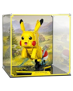 Acrylic Display Case Fits LEGO 72152, Pokémon Pikachu and Poké Ball with UV-Printed Background - Set Not Included