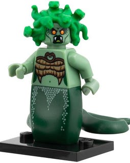 Vintage MEOW MINIFIGURE halloween Medusa, Series 10 (Complete Set with Stand and Accessories)
