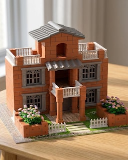 Real Terracotta Brick Miniature House Kit: Reusable Water Soluble Mortar Architecture Model Toy