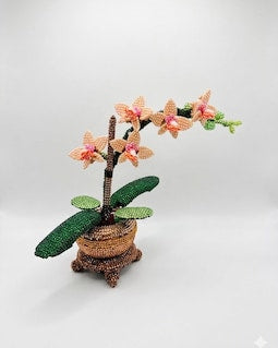 Rhinestone Crystal Orchid Decor, Sparkly MEOW Flower Display, Handmade Bling Botanical Gift, Desk & Home Decor