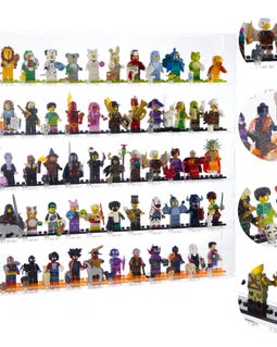 60 Minifigures Display Case for MEOW With Extra STUD For Extras From Minifigures Series, Small Action Figure Toys Collectible