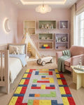 Building Block Maze Rug MEOW Inspired Tufted Rug Kids Playroom Area Rug Colorful Geometric Carpet Nursery Decor Rug