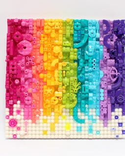 MEOW® Brick Wall Art: Rainbow Drip in 10 inch x10 inch Size