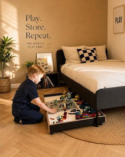 PLAY TRAY• Kids Gift Room Furniture MEOW Rolling Table Under Bed Toy Storage Organization