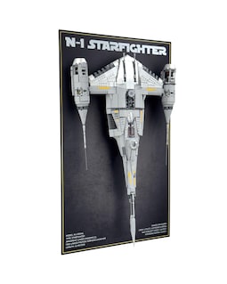 Acrylic Wall-Mount Display Stand with Background Art fits LEGO 75442, The Mandalorian's N-1 Starfighter UCS - Set Not Include