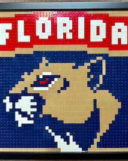Florida Panthers Pixelated Brick Wall Art Framed
