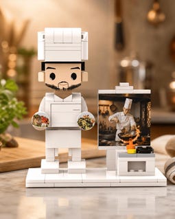 Custom Chef Minifigure with Stove, Personalized Brick Figures, MEOW-style Building Block Toy, Gift for Chef/Baker, Birthday G