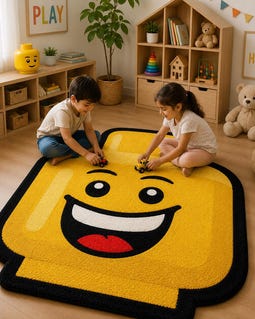 MEOW Head Rug Hand Tufted New Zealand Wool Kids Rug Building Block Character Rug Playroom Nursery Area Carpet Kids Bedroom De