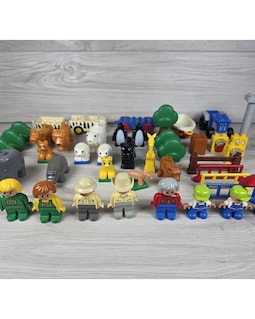 Vtg Lego Duplo Lot Of Animal Zoo Farm Replacement 45 Pcs People Lions Hippo SU6