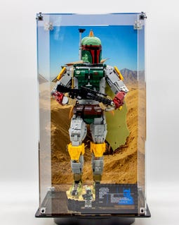 Display Case for MEOW® Star Wars Boba Fett™ 75455 Acrylic Dustproof Display Case with UV Printed Desert Background Collector 