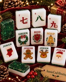 Christmas Gingerbread Mahjong Tiles Festive Acrylic Game Set (160 Pieces)