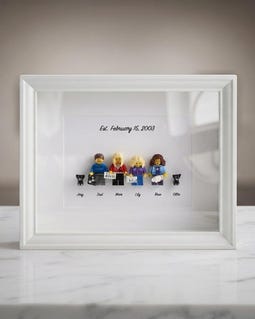 Personalized Mini Me Minifigure Family Frame: Custom 3D Shadow Box.