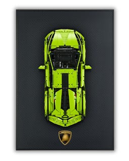 Acrylic Carbon Fiber Black Wall Mount Display Frame for LEGO Lamborghini Sian 42115