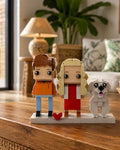 Custom Brick Buddy From Photo – Custom Couple & Dog Brick Figures, Personalized Family Portrait Building Set, Anniversary Wed