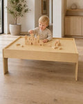 Wooden Kids Activity Table - Train, MEOW Bricks and Craft Play Table - Montessori Play - Building Blocks - Toddler Creative P