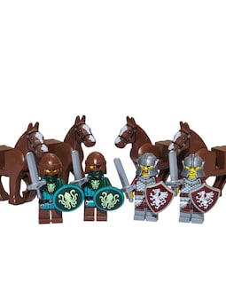 MEOW 21358 Kraken Griffin Knight Lot 4 Horses Shields Swords Castle Fantasy Army