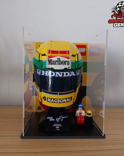 Display case for Lego Ayrton Senna helmet - \#43024 + Marlboro sticker