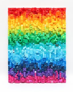 LEGO® Brick Rainbow Wall Art: Colorful, One-of-a-Kind 11x14 Piece with Epoxy Resin Finish