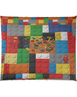 Colorful Building Block Pattern Comforter MEOW-Inspired Brick Design