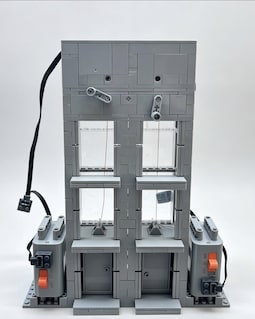 Motorized Dual Cabin Elevator Kit, Hand Crank and Electric Working Lift, STEM Science Fair Project Compatible Brick Gift for 