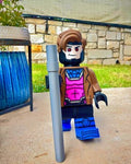 Giant 16" Articulated 3D X-Men Gambit With Staff! Brick-Style Figure Shelf Decor
