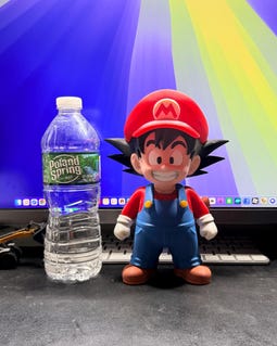 Goku x Mario Mashup Figure 3D Printed Anime Video Game Crossover Statue Hand Finished Collectible 7.5 Inch Desk Decor