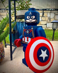 Giant 16" Articulated Captain America Inspired Action Figure 3D Printed Brick-Style Collectible with Shield
