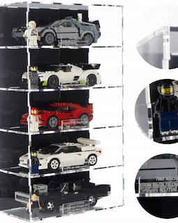 Display case with stand for 5 MEOW Speed Champions sets – Nameplate