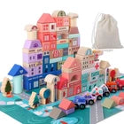 Wooden Building Blocks Set, 115 Pcs City Construction Stacker Stacking Presch...