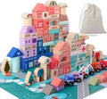 Migargle Wooden Building Blocks Set, 115 Pcs City Construction Stacker Stacking